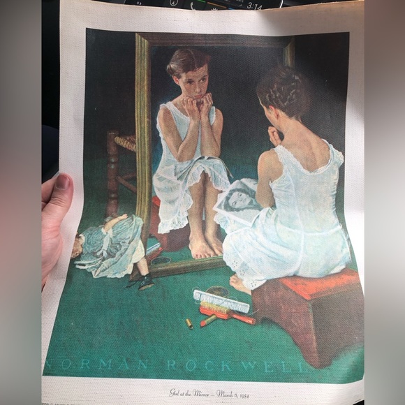 Accents Norman Rockwell Girl At Mirror 1954 Canvas 1974 Poshmark